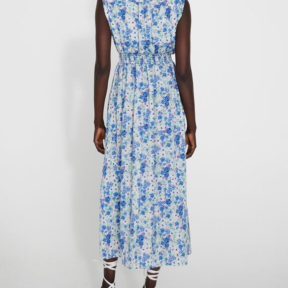 Zara floral printed sleeveless midi dress size Medium - Picture 3 of 16